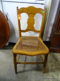 (R1) OAK CANE BOTTOM SIDE CHAIR WITH TURNED LEGS: 16