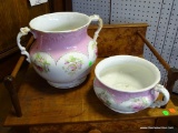 (R1) PAIR OF CHAMBER POTS: 1 LARGE 2 HANDLED: 9