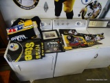 (R2) LOT OF STEELERS MEMORABILIA: TOWELS. FLAGS. STEELERS CHAMPIONSHIP PENNANTS BOOK. AND MORE!