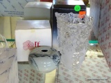 (R4 BAR) 2 ITEMS: RF ORCHIDS INK WELL STYLE VASE AND A MIKASA FLORAL CRYSTAL VASE