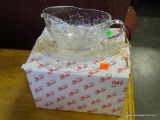 (R4) PRINCESS HOUSE CRYSTAL GRAVY BOAT WITH UNDERPLATE. HAS ORIGINAL BOX.
