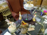 (R4) CAROUSEL LOT: SCARSBOROUGH FAIR CAROUSEL WITH 2 FIGURES (STILL HAS ROOM FOR 4 MORE). BRASS
