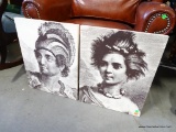 (R4) PAIR OF UNFRAMED PRINT ON CANVAS IMAGES OF POSSIBLY PERSIAN? MAN AND WOMAN: 15
