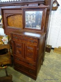 (R1) ANTIQUE VICTORIAN BURLED WALNUT LINGERIE CHEST WITH MIRROR: 31.25