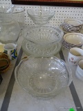 (TABLE) LOT OF PRESSED GLASS ITEMS: GRAPE PATTERN COMPOTE. SERVING BOWL. GRAPE PATTERN BOWL. 2