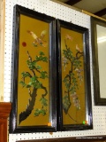 (BW) 2 FRAMED ORIENTAL STONE EMBOSSED DECORATIVE ITEMS: 1 OF A FALCON COMING IN TO LAND AND 1 OF 2