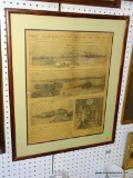 (BW) FRAMED AND DOUBLE MATTED NEWSPAPER ARTICLE FROM 1912 