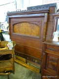 (R1) WALNUT VICTORIAN QUEEN SIZE BED WITH BURLED WALNUT PANELED HEADBOARD. HEADBOARD HAS BURLED