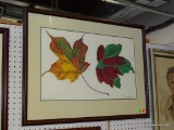 (BW) FRAMED AND DOUBLE MATTED PRINT OF LEAVES 