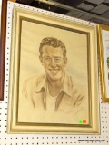 (BW) FRAMED PRINT OF A YOUNG MAN SMILING (POSSIBLY JAMES DEAN): 19