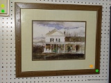 (BW) FRAMED AND DOUBLE MATTED PRINT OF AN OLD GENERAL STORE IN WOODEN FRAME: 22.5