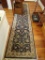 (LR) HARBAUGH HAND KNOTTED ORIENTAL RUNNER IN BLUE AND OFF WHITE: 4' 7