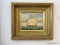 (LR) OIL ON BOARD OF A SAILING SHIP IN GOLD GILT SHADOW BOX FRAME: 18