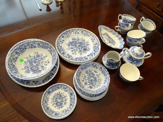 (DR) 27 PIECES OF RIDGWAY IRONSTONE CHINA IN THE "CLIFTON" PATTERN: 4 DINNER PLATES. 6 DESSERT