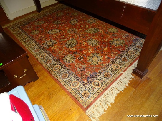 (MBR) COURISTAN ORIENTAL RUG IN BURGUNDY AND CREAM: 7' 1"x4' 6.5"
