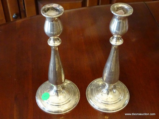 (DR) PAIR OF EMPIRE STERLING SILVER 9.5" TALL CANDLESTICK HOLDERS