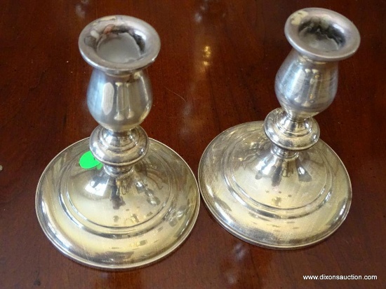 (DR) PAIR OF EMPIRE STERLING SILVER 5.5" TALL CANDLESTICK HOLDERS