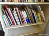 (LR) SHELF LOT OF BOOKS: SEVERAL COOKBOOKS. SOUTHERNERS. DIANA HER TRUE STORY. CHARLESTON. THE