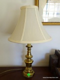 (LR) BRASS LAMP WITH SHADE AND FINIAL: 3