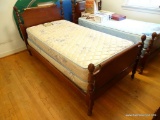 (BR) 1 OF A PAIR OF MAHOGANY TWIN SIZED BEDS WITH PINE CONE FINIALS: 42