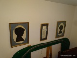 (BR) PAIR OF FRAMED AND MATTED SILHOUETTES OF YOUNG MAN AND YOUNG LADY IN GOLD TONED FRAMES: