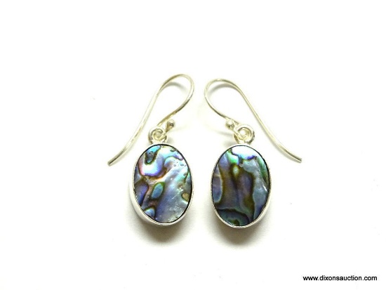 .925 STERLING SILVER 1 2/8'' ABALONE EARRINGS (RETAIL $25.00)