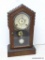 WM GILBERT 8 DAY BELL STRIKE SHELF CLOCK WITH TIME. MEASURES 17.25