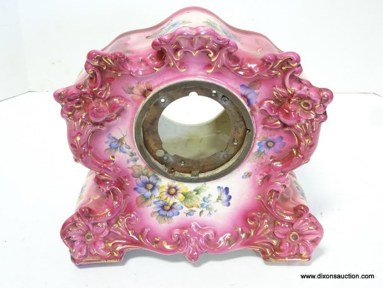 PINK CHINA CLOCK *CASE ONLY* RETAIL PRICE $250. 12'' TALL 12'' WIDE
