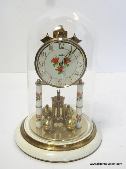 HALLER ANNIVERSARY CLOCK WITH DOME. MEASURES 11.5"T X 7.5"W