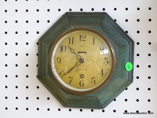 SESSIONS 8 DAY WALL CLOCK MEASURES 8"T X 8"W