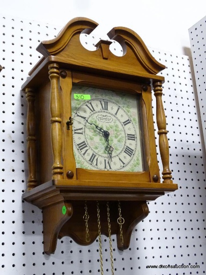 NEW ENGLAND CLOCK CO. HANGING WALL CLOCK MEASURES 23"T X 13.5"W