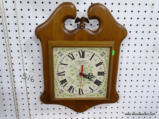 NEW ENGLAND CLOCK CO. WALL CLOCK MEASURES 17.5"T X 13"W