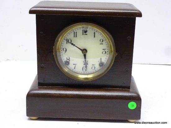 AMERICAN 8-DAY SHELF CLOCK WITH T/S. MEASURES 10.5"T X 10.5"W. RETAIL PRICE $250