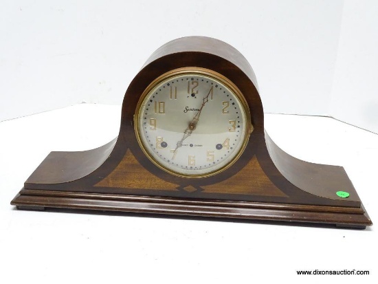 SESSIONS TAMBOUR MANTLE CLOCK 8-DAY MOVEMENT, T / S / C. MEASURES 10" T X 22" W. RETAIL PRICE $525.