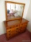 (1ST FLR BR) PINE 8 DRAWER DRESSER WITH MIRROR: 50