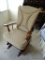 (2ND FLR MASTER BR) CHERRY AND UPHOLSTERED PLATFORM ROCKER. IN EXCELLENT CONDITION AND READY FOR A