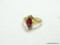 (2ND FLR MASTER BR) 10K GOLD RING WITH RUBY & DIAMOND CHIPS. IN PROTECTIVE JEWELRY BOX