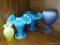 (2ND FLR BR 1) 3 PIECES OF POSSIBLY UNMARKED FENTON GLASSWARE: PAIR OF HOBNAIL RUFFLED EDGED VASES