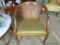 (SUNROOM) 1 OF A PAIR OF FRENCH QUEEN ANNE, UPHOLSTERED, AND CANE BACK ARMCHAIRS: 25