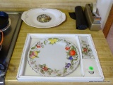 (KIT) ANDREA BY SADEK CAKE PLATE WITH CAKE SERVER. INCLUDES A SALEM CHINA PLATTER