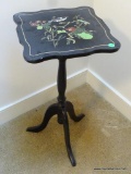 (2ND FLR BACK BR) BLACK PAINTED ORIENTAL 3 LEGGED PLANT STAND: 12