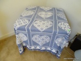 (2ND FLR BACK BR) FOLDING CARD TABLE WITH HEART DECORATED BLANKET COVER