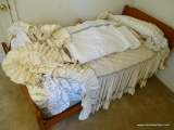 (2ND FLR BACK BR) TWIN SIZE MATTRESS AND BOX SPRING. INCLUDES ALL LINENS ON BED AND PILLOWS.