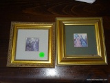 (2ND FLR MASTER BR) 2 FRAMED AND MATTED PRINTS OF VICTORIAN WOMEN IN GOLD SHADOW BOX FRAMES. 1 IS