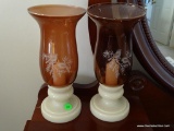 (2ND FLR MASTER BR) PAIR OF CANDLESTICK HOLDERS WITH AMETHYST AND ETCHED HURRICANE SHADES: 5