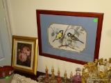 (2ND FLR MASTER BR) 2 PICTURE LOT: 1 FRAMED, SIGNED (BUT ILLEGIBLE) AND DOUBLE MATTED PRINT OF