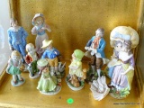 (DR) SHELF LOT OF FIGURINES: 2 OCCUPIED JAPAN FIGURINES OF LITTLE BOY AND GIRL. PAIR OF CERAMIC