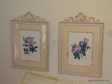 (2ND FLR BR 2) PAIR OF FRAMED AND DOUBLE MATTED PRINTS OF FLOWERS IN WHITE FRAMES: 18.5