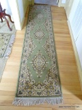 (FRONT HALL) ORIENTAL STYLE RUNNER IN OLIVE AND GOLD: 25
