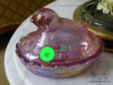 (SUNROOM) FENTON CARNIVAL GLASS CHICK SITTING ON NEST LIDDED CONTAINER: 5